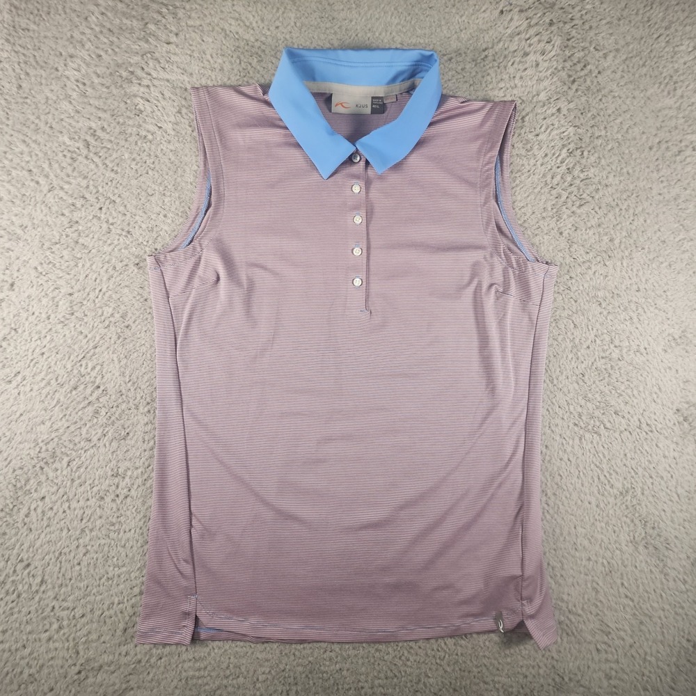 Kjus Sina Polo Tank Top Womens 40 Striped Collared UPF 50+ Comfort Active Golf